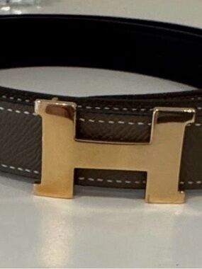 Hermes leather belt with Constance belt buckle